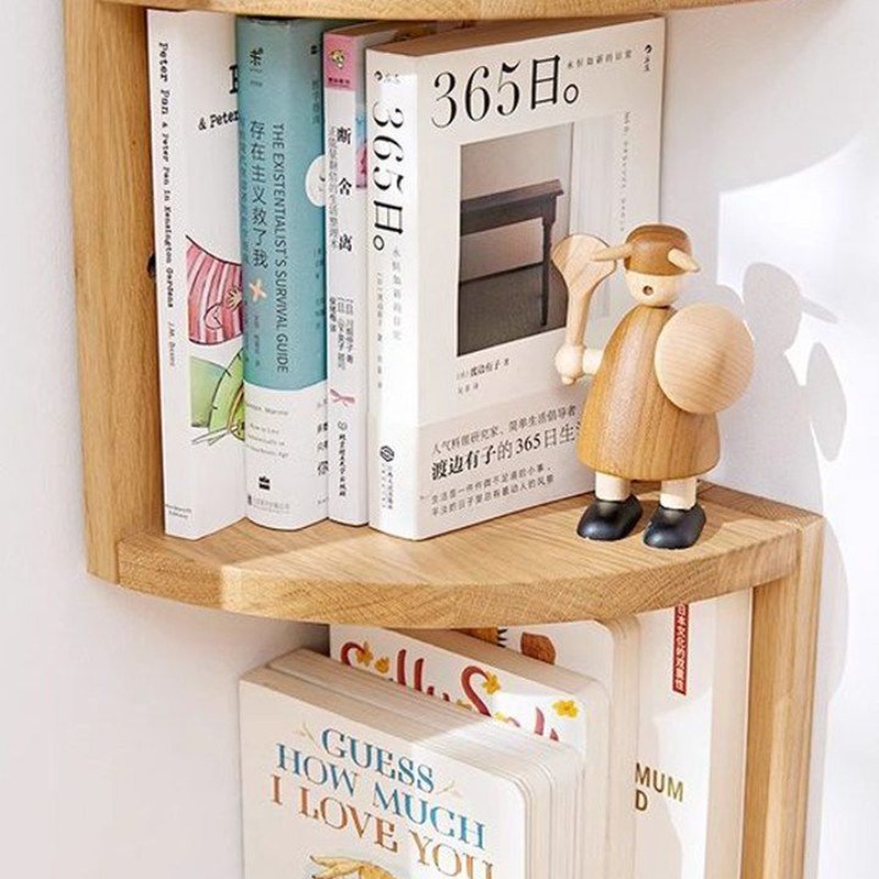 Natural Wood Corner Storage Sh - Desk Setup Oak ulasan dan harga