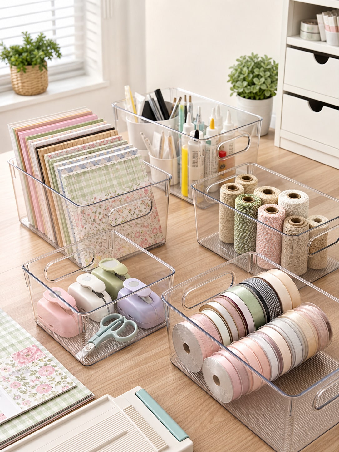 8-Pack Clear Storage Bins with - Desk Setup Organizer ulasan dan harga
