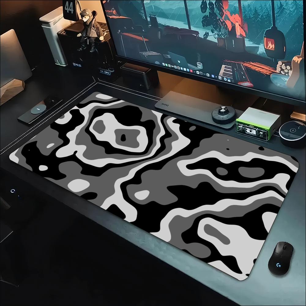 Desk Mat Grey White Topographi - Work Desk Home Setup ulasan dan harga