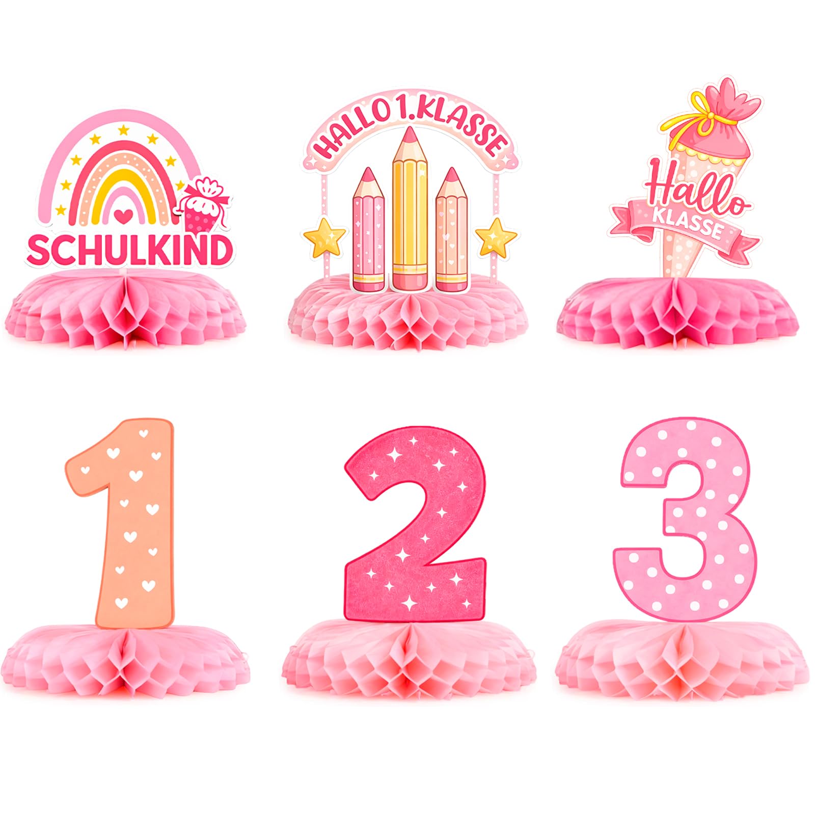 6Pcs Pink Rainbow Schulkind 12 - Desk Setup Girl ulasan dan harga