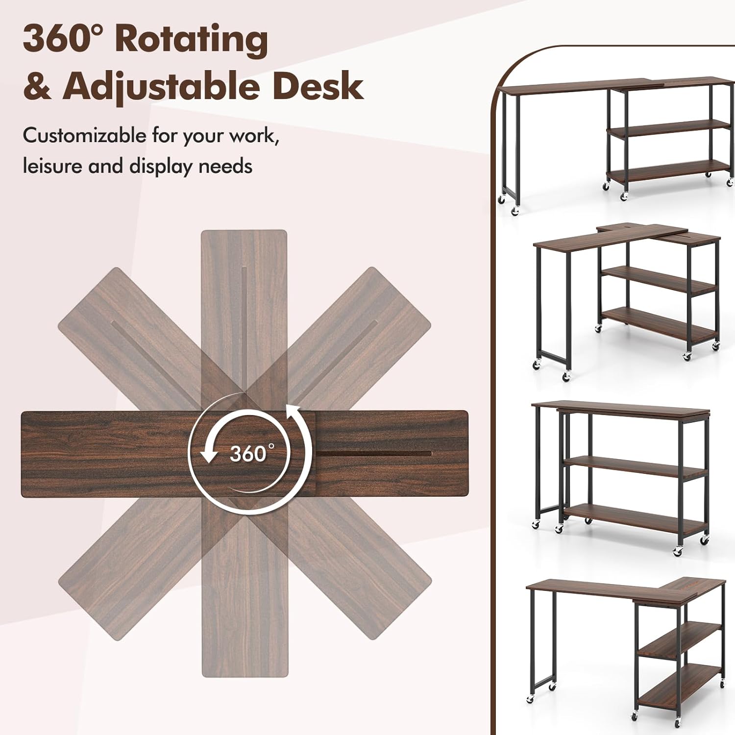 360° Rotating Side Table with  - Desk Setup Laptop ulasan dan harga