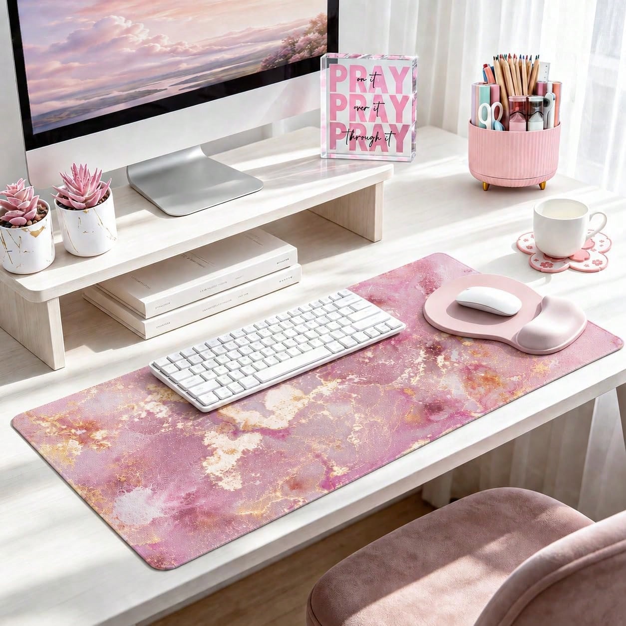 Desk Decor Set Of 7, Office De - Desk Setup Girly ulasan dan harga