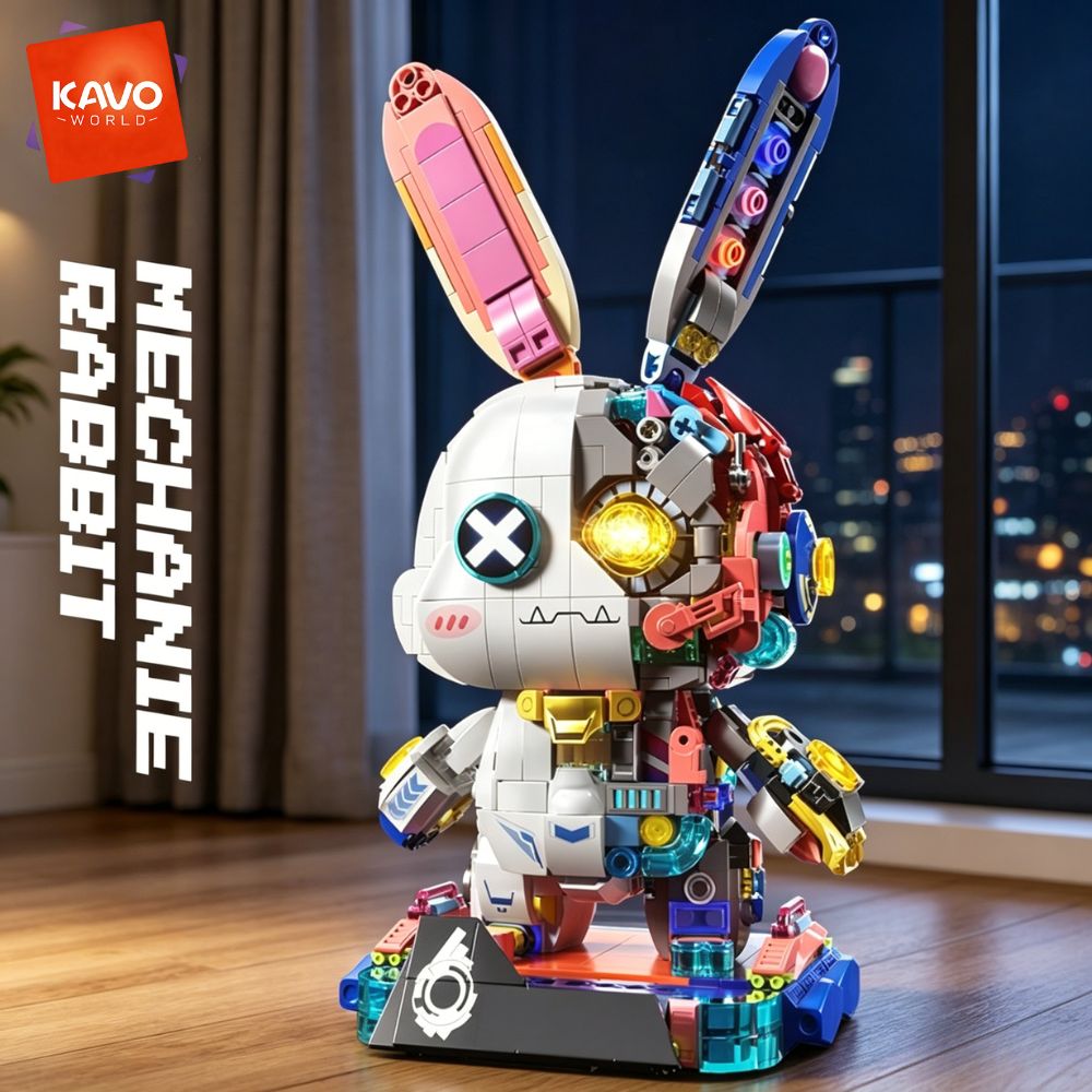 KAVOWORLD 1377PCS Robot Rabbit - Desk Setup Girly ulasan dan harga