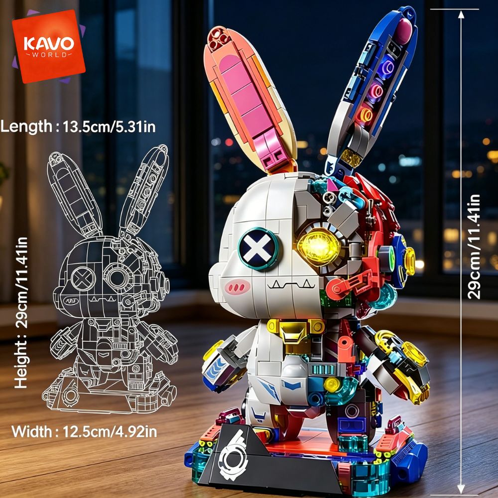 KAVOWORLD 1377PCS Robot Rabbit - Desk Setup Girly ulasan dan harga