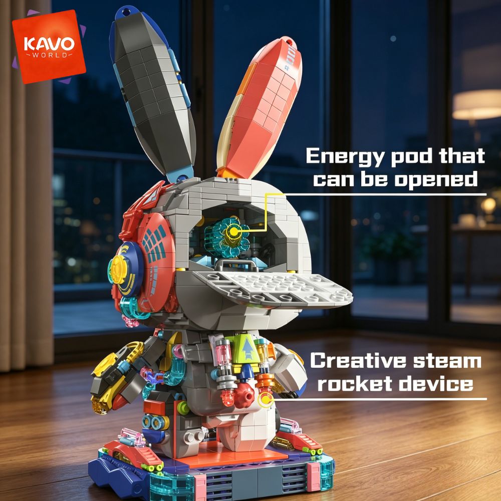 KAVOWORLD 1377PCS Robot Rabbit - Desk Setup Girly ulasan dan harga