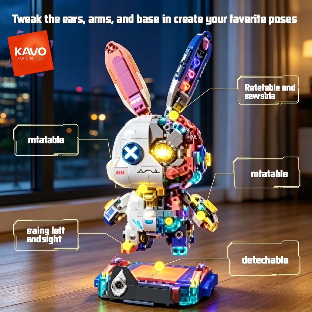 KAVOWORLD 1377PCS Robot Rabbit - Desk Setup Girly ulasan dan harga