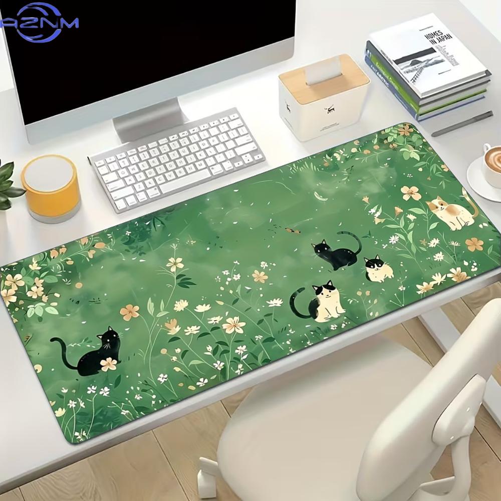 Floral Cat Design Large Gaming - Desk Setup For Work ulasan dan harga