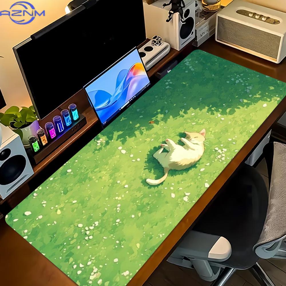 Floral Cat Design Large Gaming - Desk Setup For Work ulasan dan harga