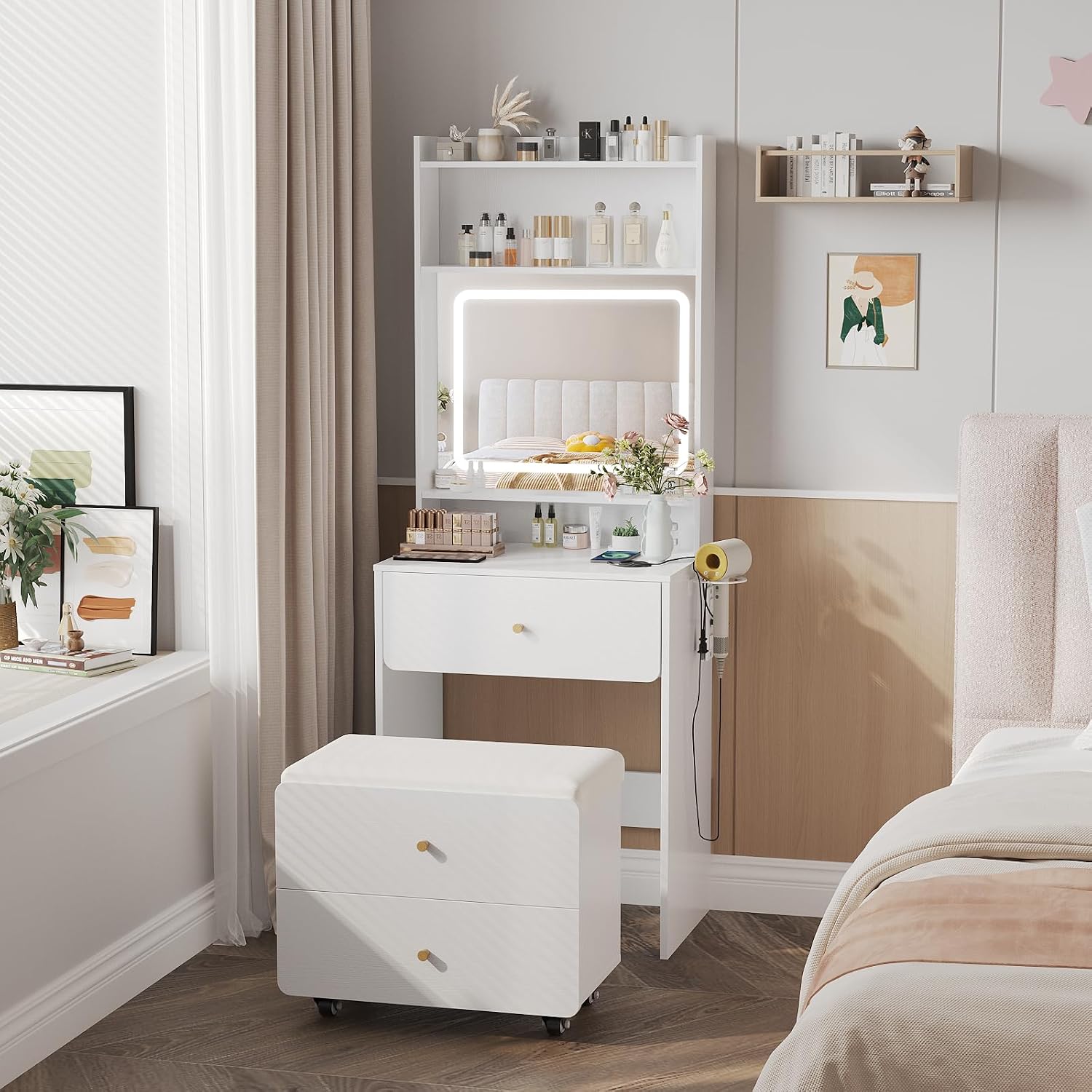 Make Up Vanity Desk with Mirro - Desk Setup Girl ulasan dan harga