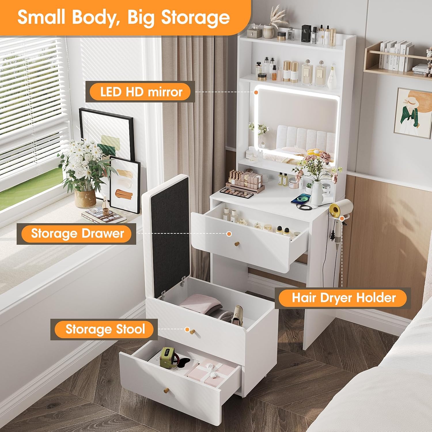 Make Up Vanity Desk with Mirro - Desk Setup Girl ulasan dan harga