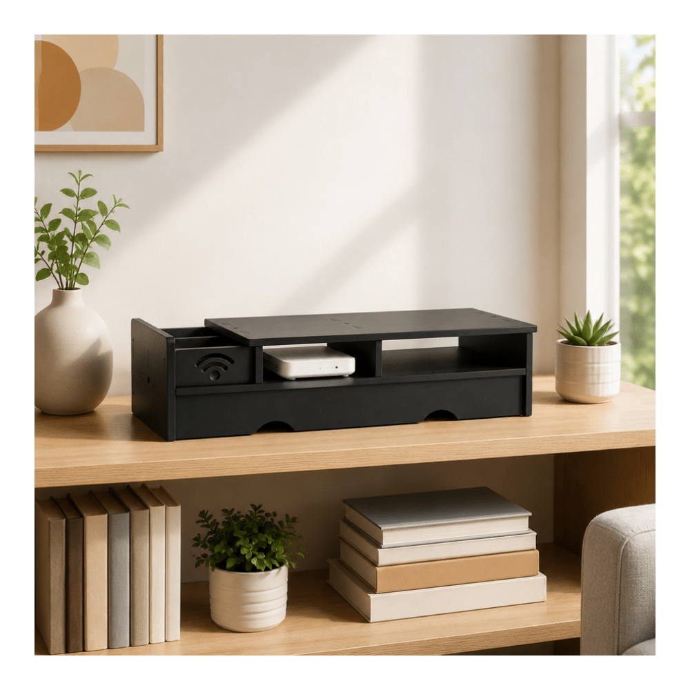 Black Matte WiFi Router Storag - Desk Setup Tech ulasan dan harga