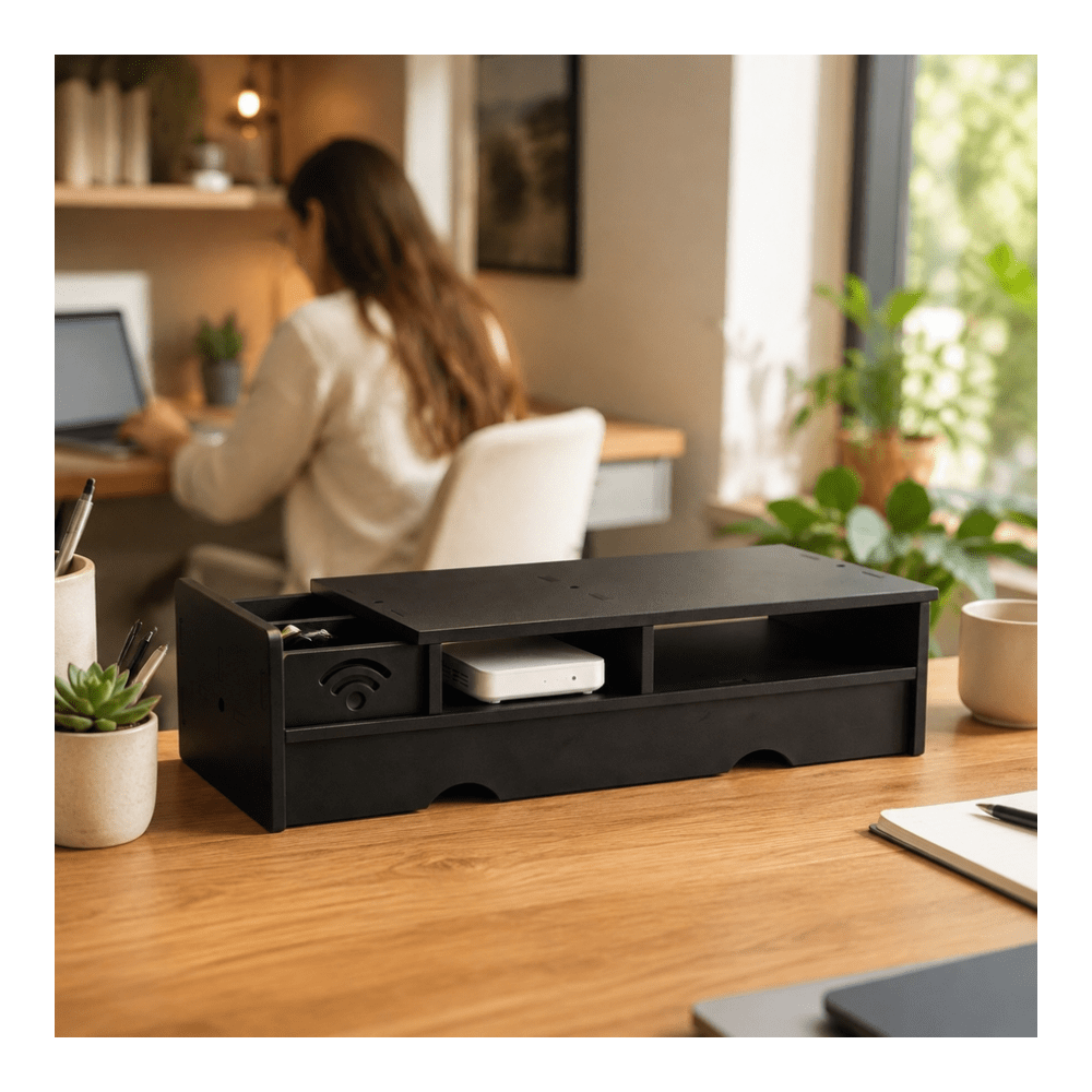 Black Matte WiFi Router Storag - Desk Setup Tech ulasan dan harga