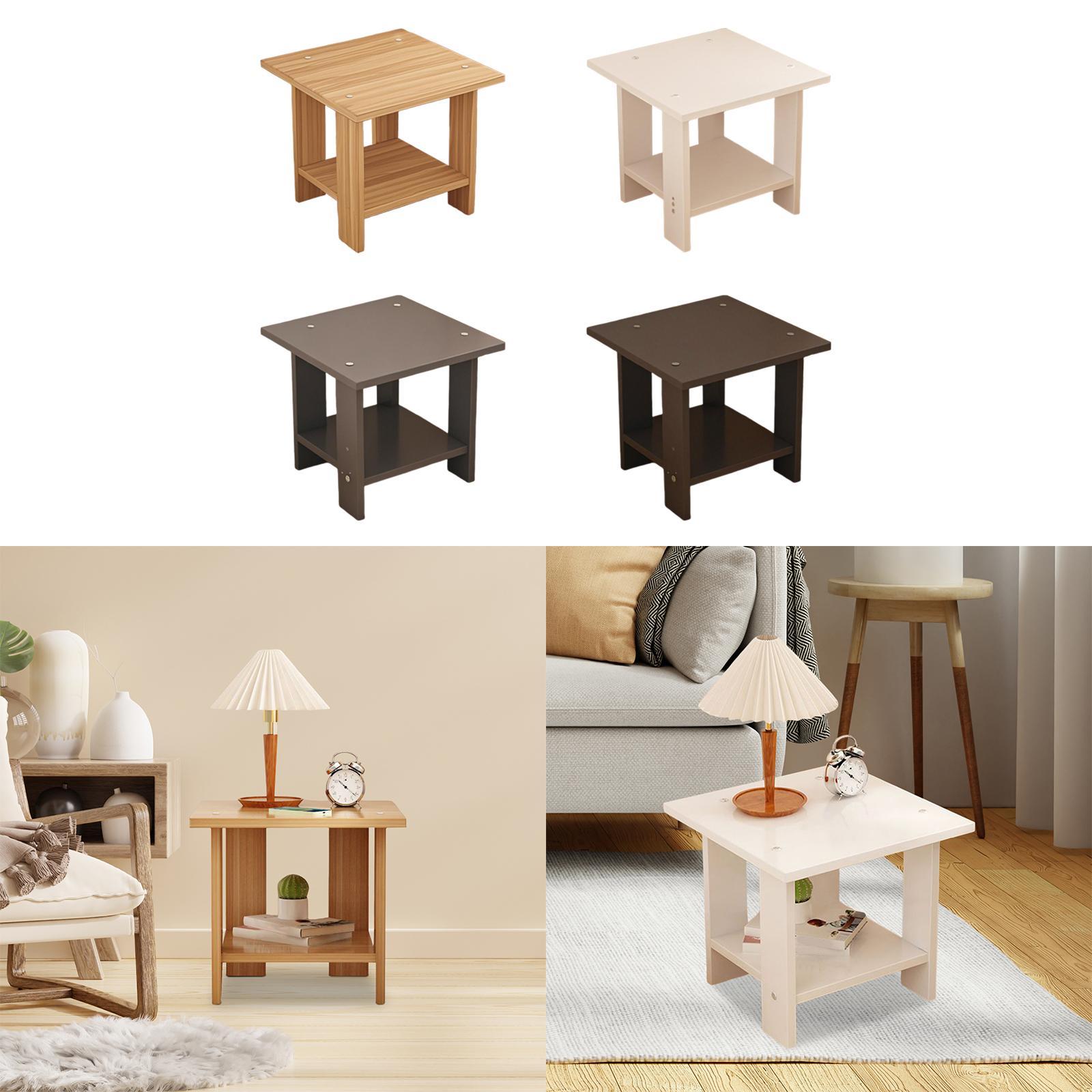 Wooden Double Layers Side Tabl - Desk Setup Laptop ulasan dan harga