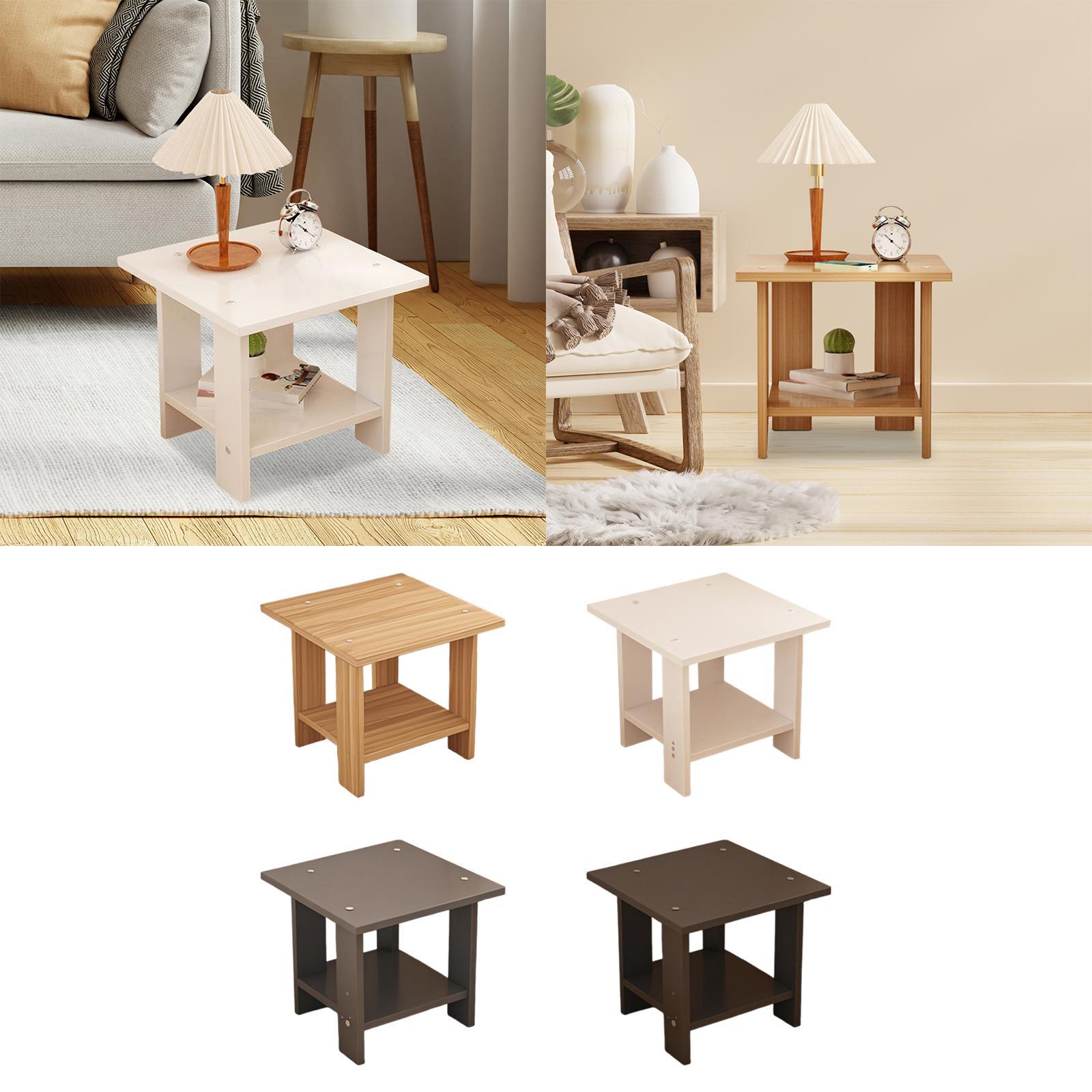 Wooden Double Layers Side Tabl - Desk Setup Laptop ulasan dan harga