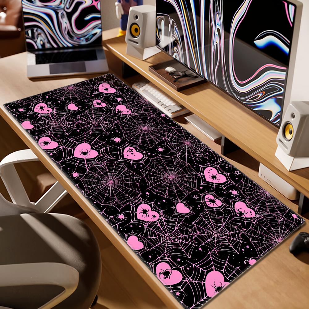 90x40 White or Pink Spiderweb  - Desk Setup Tech ulasan dan harga