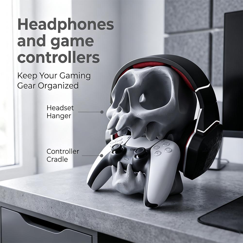 Skull Earphone Gamepad Stand 3 - Desk Setup Ps5 ulasan dan harga