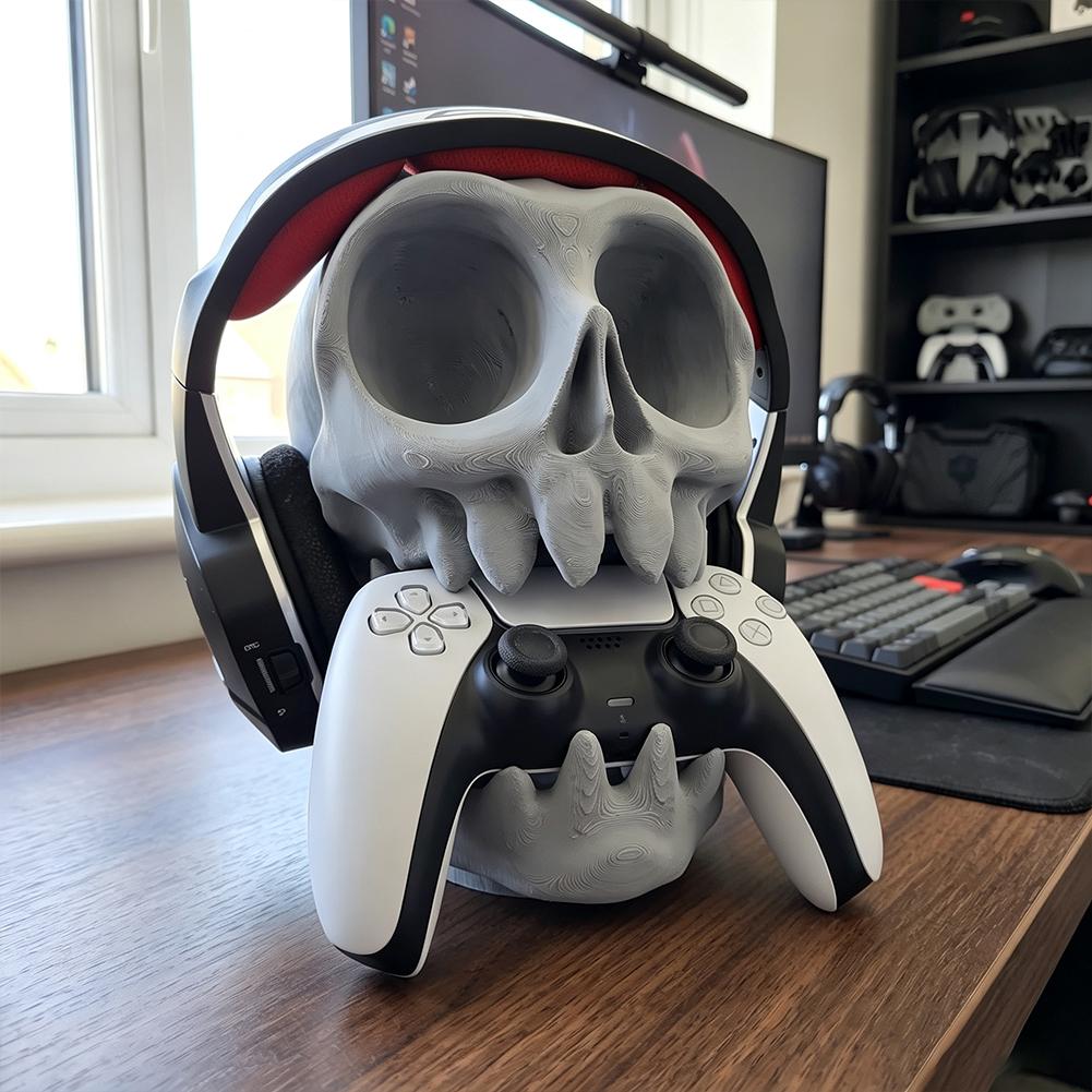 Skull Earphone Gamepad Stand 3 - Desk Setup Ps5 ulasan dan harga