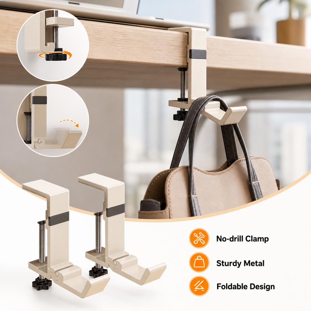 No Drill Foldable Desk Hook  C - Desk Setup Organizer ulasan dan harga