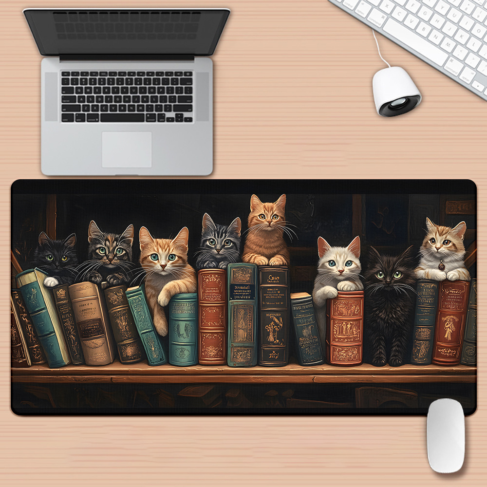 Cute Cats on Books Mouse Pad O - Desk Setup Books ulasan dan harga