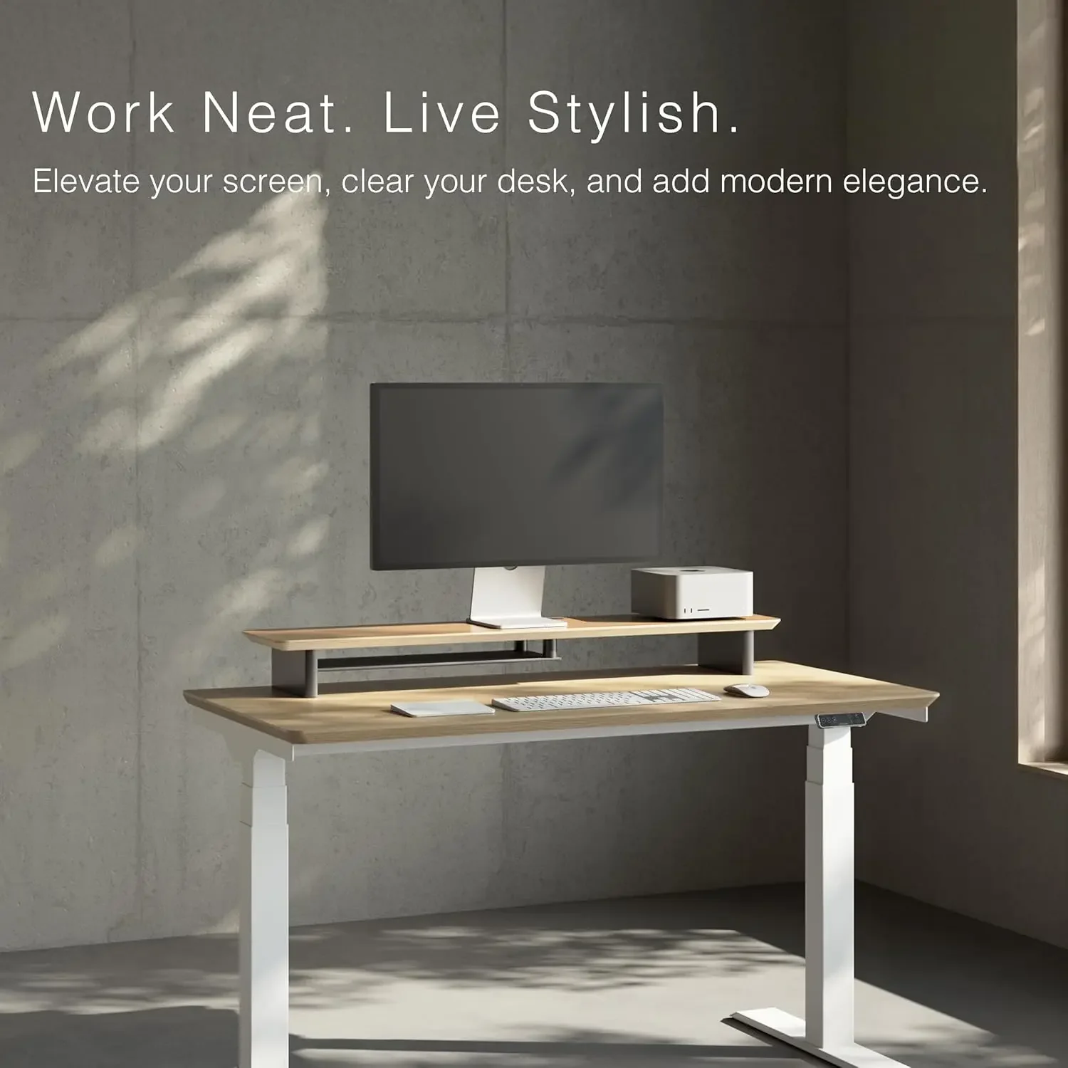 White Oak Dual‑Tier Ergonomic  - Desk Setup Oak ulasan dan harga